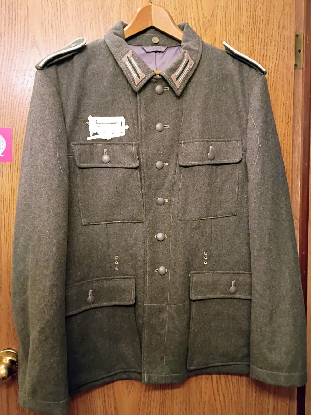 Men's Military-Style Wool Field Jacket in Olive Gray